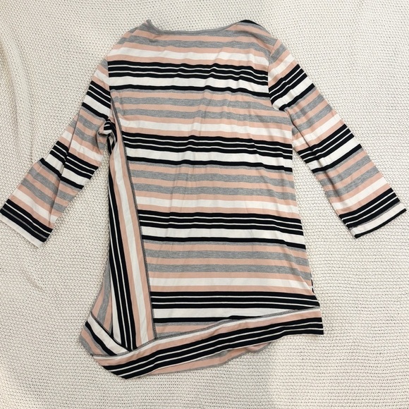 Chico's Striped Tunic in Black, Gray, and Pink - Picture 4 of 7